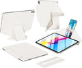 kenke Magnetic Case for iPad 11 Inch A16 2025/10th Generation 10.9 Inch 2022 with Detachable Clasp Slim Strong Magnetic Multi-fold Stand Cover with Pencil Holder Auto Wake/Sleep Cream White