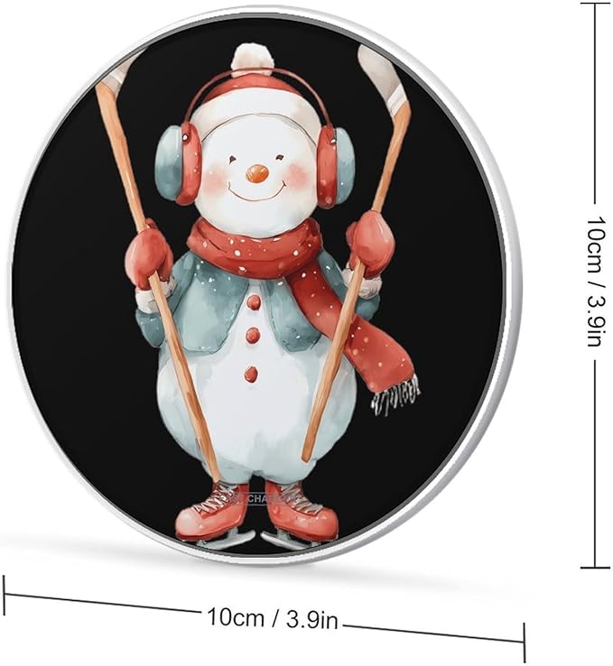 Snowyman Ice Hockey Phone Charger Magnetic Charging Pad Anti-Slip with USB Cable