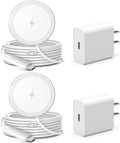 10FT Magnetic Wireless Charger Charging Pad - 15W Qi Fast Phone Charger Puck for Apple iPhone 17 16 15 14 13 12 Series &amp AirPods 4 3 2 Pro Phone Charging Pad with Plug for Desk &amp Travel 2Pac