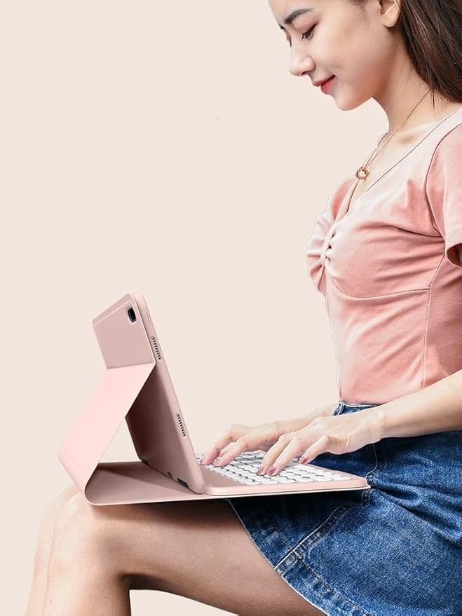 Keyboard Case for iPad Pro 11 inch (M5 2025) Case with Detachable Round Key Color Keyboard Cover Supports Pencil Magnetic ChargingDark Green