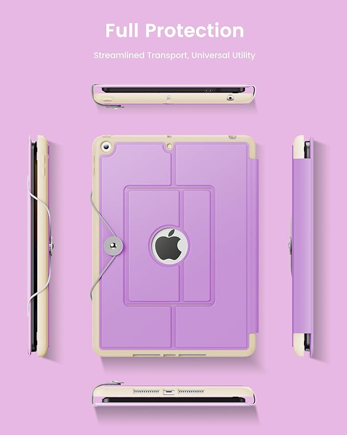 INFILAND Keyboard Case for iPad 9th/8th/7th Generation 10.2 Inch 7-Color Backlight &amp High Precision Trackpad Slim Detachable Folder Style Keyboard Case with Pencil Holder (Lilac Purple)