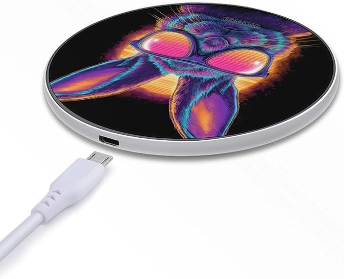 Technology Bunny Vintage Rabbits Phone Charger Magnetic Charging Pad Anti-Slip with USB Cable