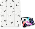 Black Bow Heart Case for iPad mini 7 A17 Pro 2024/iPad Mini 6 (8.3 Inch2021) 6th Gen[Pencil Holder+Auto Sleep/Wake]Slim Trifold Stand Protective Cover with Soft TPU BackWhite