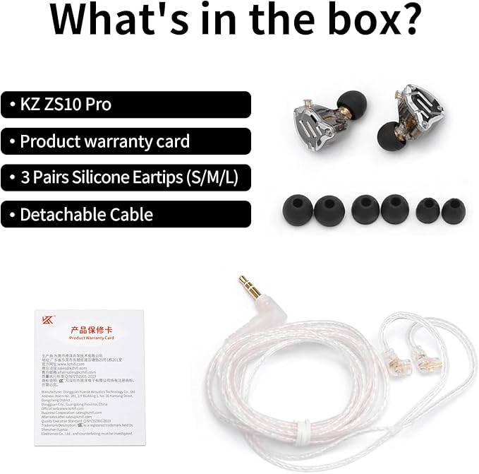 KZ ZS10 Pro Gaming Earbuds 4BA 1DD Gaming Wired Earbuds with Mic IEM Headphone Multi Driver HiFi Monitor Headphones KZ in Ear Earphoner with 2PIN IEM Cable All in One Button (Black with Mic)