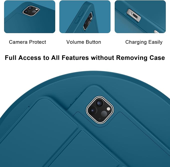 ZryXal New iPad Pro 13 Inch Case (M5) 2025 / (M4) 2024 with Pencil Holder Smart iPad Case [Support Pencil Pro and Pencil (USB-C)] Support Touch ID and Auto Wake/Sleep (Teal)