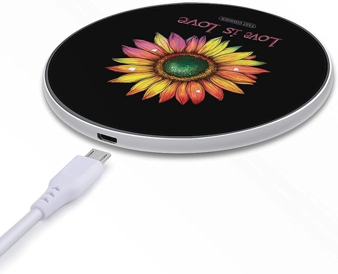 Sunflower Love is Love Gay Lesbian Wireless Charger Anti-Slip Wireless Charging Pad Slim Charger Mat for Men Women
