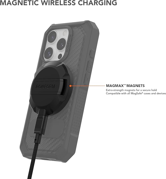 Rokform Magnetic Wireless Charger with Stand Includes USB-C to USB-C Cable (Black)