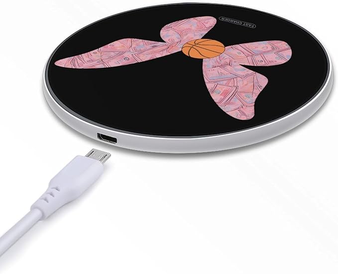 Butterflies Banknotes Basketball Phone Charger Magnetic Charging Pad Anti-Slip with USB Cable