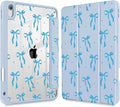 Case for iPad (A16) 11th Generation 11 Inch (2025) iPad 10th Generation 10.9 Inch (2022) Shockproof Cover with Clear Transparent Back Shell &amp Pencil Holder Blue Ribbon Bow