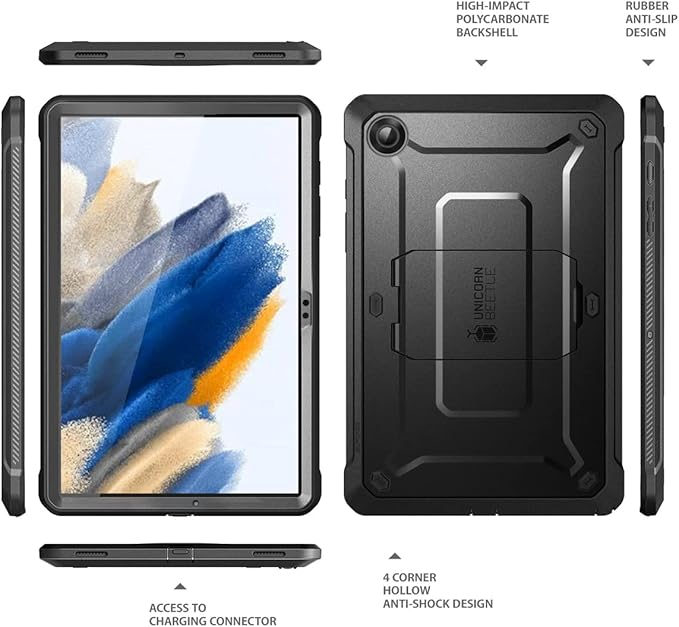 SUPCASE for Galaxy Tab A8 Case with Stand (Unicorn Beetle Pro) [Built-in Screen Protector] Full-Body Rugged Shockproof Heavy Duty Protective Tablet Case for Samsung Galaxy Tab A8 10.5 Inch Black