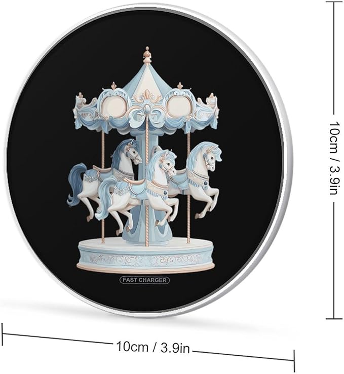 Carousel Horses Fast Portable Charger 10W Funny Graphic Phone Charging Pad with USB Cable
