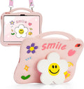 Kids Case for iPad （A16） 11th Generation 11 inch 202510th Generation 10.9‘’ 2022 3D Cute Silicone Cover with Sunflower Kickstand Adjustable Shoulder Strap &amp Pencil Holder for Girls -Pink