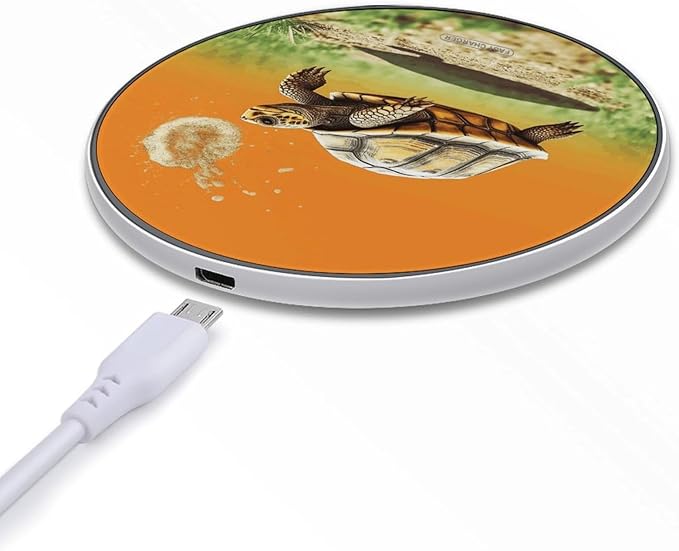 Tortoise Turtle Jumping Wireless Charger Fast Wireless Charging Pad with USB Cable 10W Anti-Slip Magnetic Wireless Charger Portable Slim Charger Puck Travel Charging Station