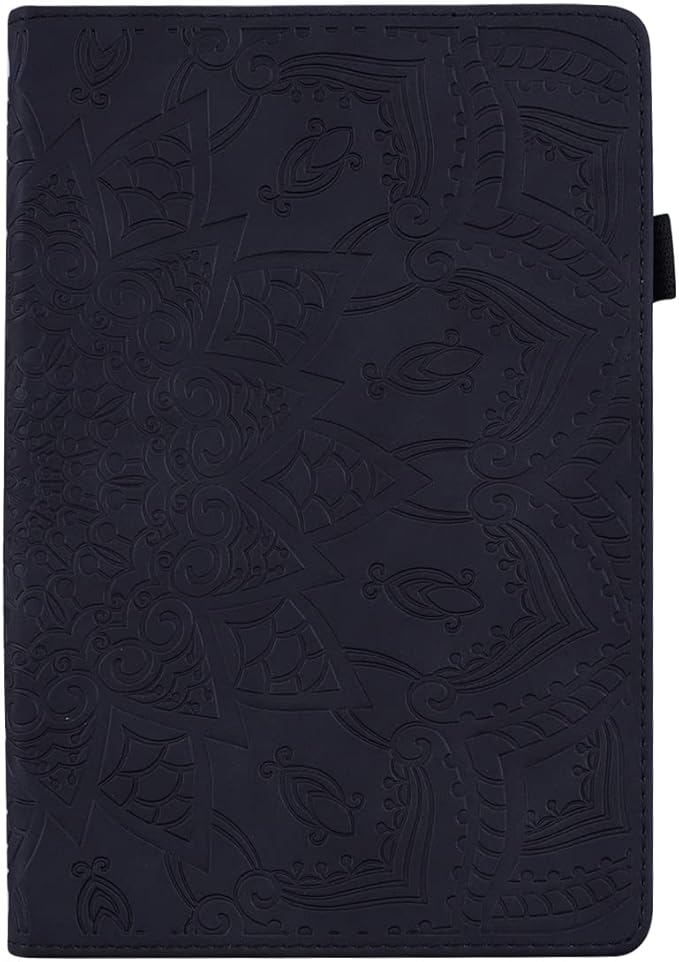 YEMENGHUA Heavy Duty Protection Compatible with Samsung Galaxy Tab A 8.0 T387 SM-T387V T387T T387A Slim Lightweight Embossed PU Leather Flip Holder Tablet PC Case Card Slot Tablet Case(Black)