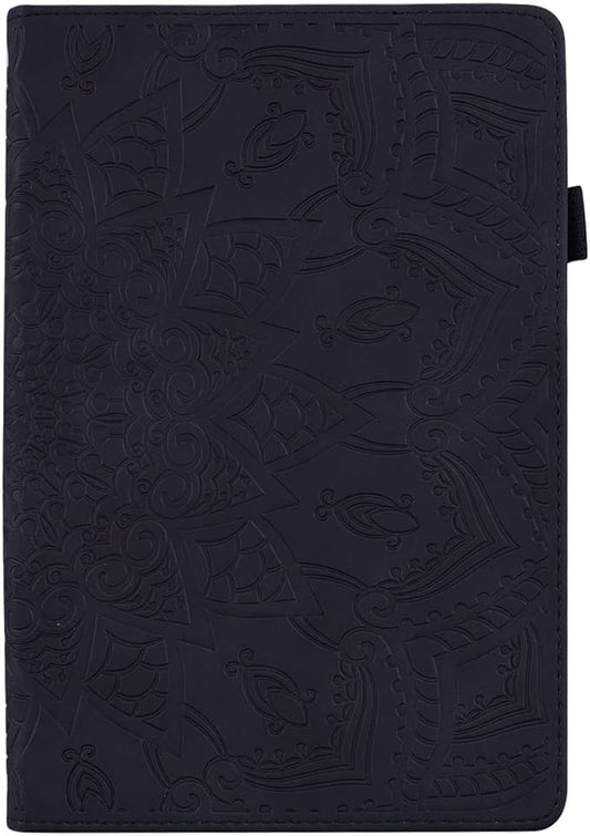 YEMENGHUA Heavy Duty Protection Compatible with Samsung Galaxy Tab A 8.0 T387 SM-T387V T387T T387A Slim Lightweight Embossed PU Leather Flip Holder Tablet PC Case Card Slot Tablet Case(Black)