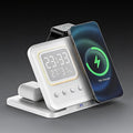 5-in-1 Wireless Charger Station15W Fast Charging Wireless Charging Stand with ClockTemperature&ampHumidity DisplayFoldable Travel Charging Dock for SmartphonesWatches&ampEarbudsD15 White.