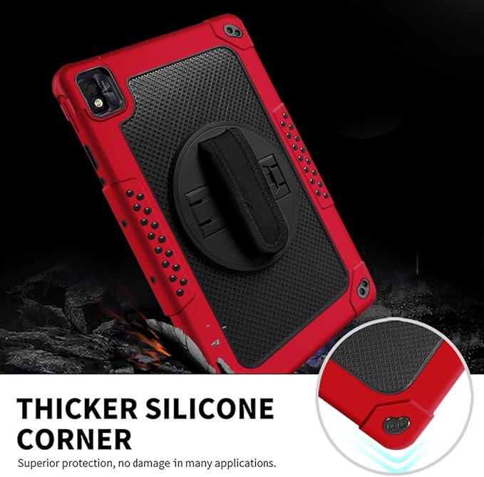 Mignova for TCL Tab Pro 5G/TCL TABMAX 10.36 inch FHD Tablet Case Built in Stand Shoulder Hand Strap Shockproof Armor Kids Friendly Case for Nokia T20/T21/Vastking KingPad M10 10.36 inch(Red+Black)