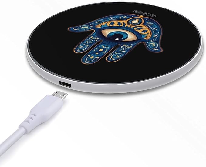Evil Eye Hamsa-Greek Wireless Charger Anti-Slip Wireless Charging Pad Slim Charger Mat for Men Women