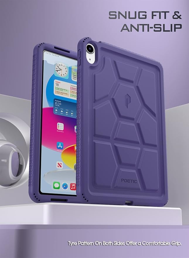 Poetic TurtleSkin case for New iPad (A16) 11th / 10th Generation (2025/2022) Heavy Duty Shockproof Kids Friendly Silicone Case Cover Only Compatible with New iPad 11/10.9 Inch Purpel