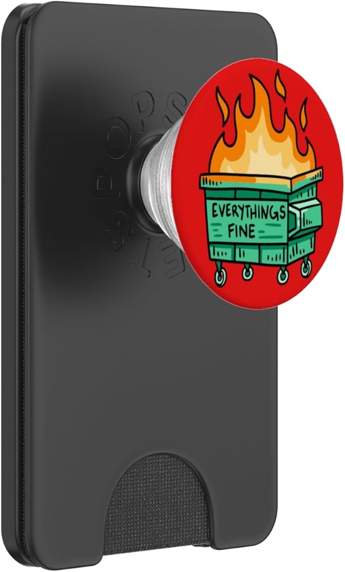 PopSockets Phone Grip – Funny PopSocket - Everythings Fine PopSockets PopWallet for MagSafe