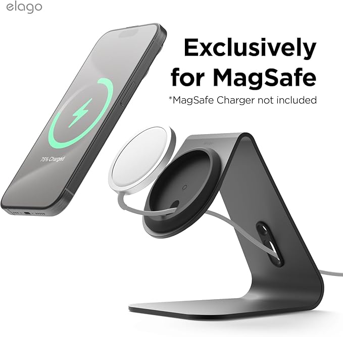 elago MS4 Charging Stand Compatible with MagSafe Charger Aluminum Stand Compatible with iPhone 17/16/15/14/13/12 Series Designed for iOS17 Standby Mode (Cable Not Included) (Black)