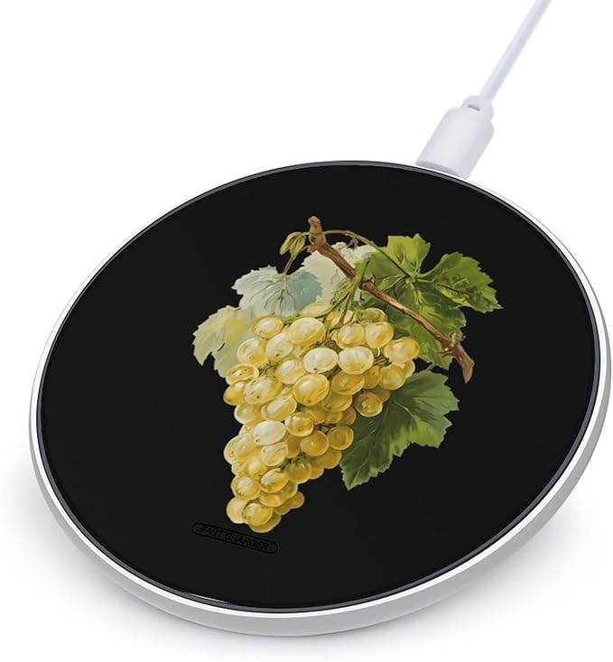 Vintage Grapes with Leaves Fast Portable Charger 10W Funny Graphic Phone Charging Pad with USB Cable