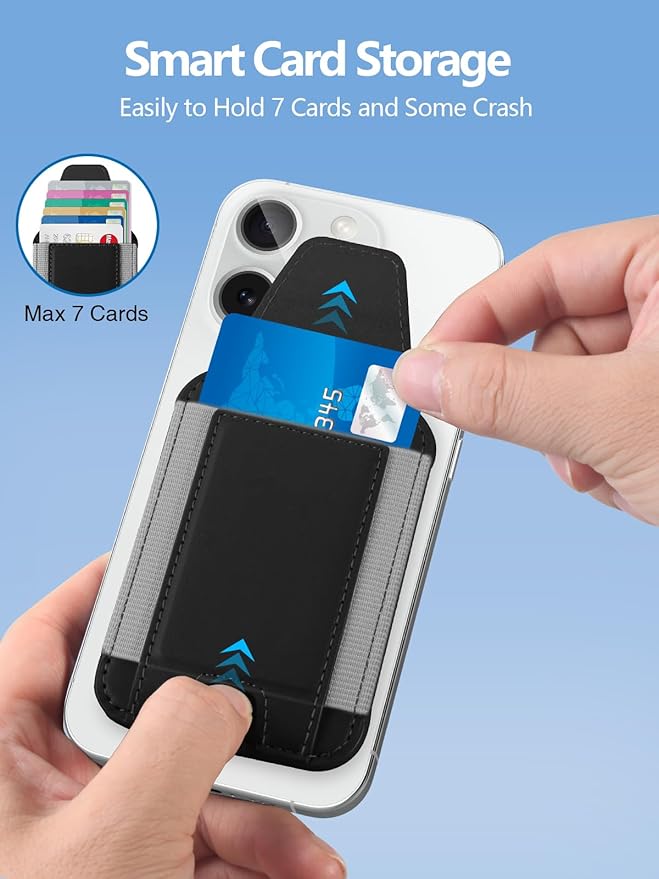Miroddi for MagSafe Wallet with Privacy Flap Strongest Magnetic Card Holder for iPhone 17/16/15/14/13/12 Series Leather Magnetic Phone Wallet Fit 7 Cards RFID Blocking No More Falling Black