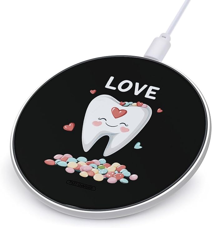 Love Teeth and Candy Wireless Charger Anti-Slip Wireless Charging Pad Slim Charger Mat for Men Women
