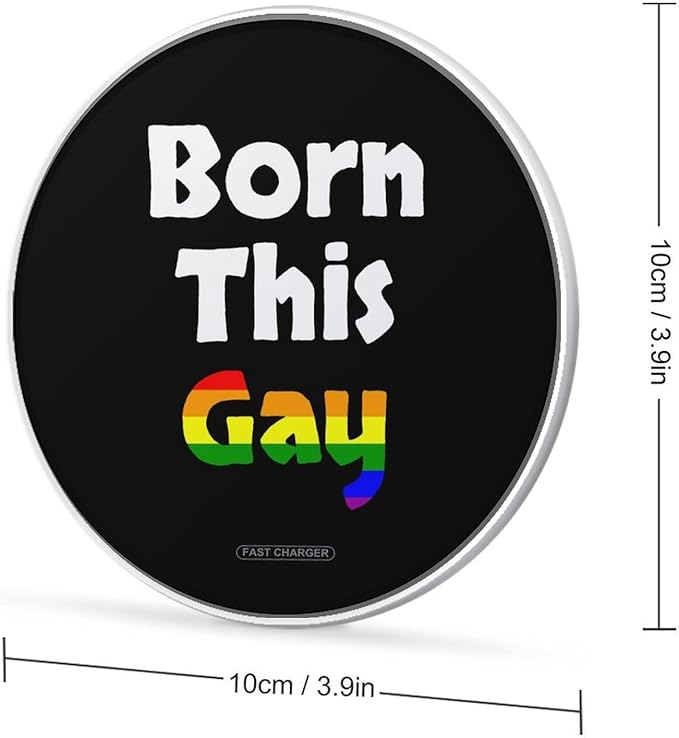 Born This Gay Fast Portable Charger 10W Funny Graphic Phone Charging Pad with USB Cable