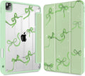 May Chen for iPad Pro 11 inch M2 4th Generation 2022 iPad Pro 11 3rd/2nd/1st Gen Case with Transparent Shockproof Back Cover [Built-in Pencil Holder Auto Sleep/Wake Green Bows