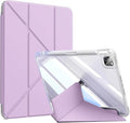 kenke Case for iPad Air 13 Inch (M3 2025/M2 2024) iPad Pro 12.9 Inch 6th/5th Generation (2022/2021) with Pencil Holder Y Folding Stand Cover with Hard Clear PC Back Support Touch ID Light Purple