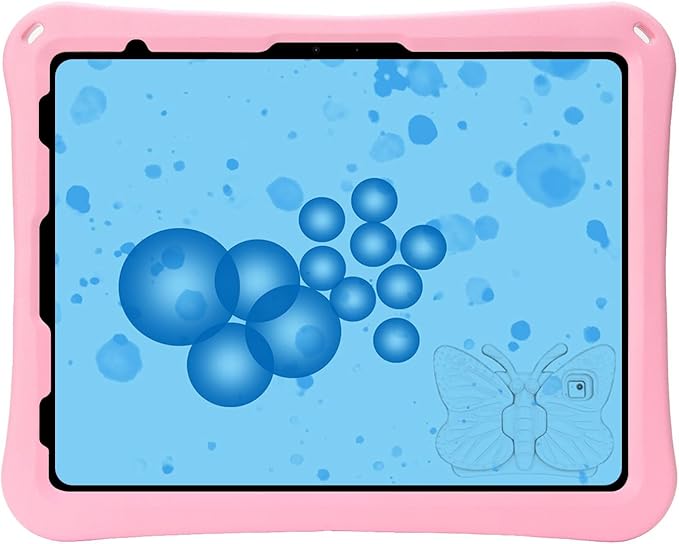 Butterfly Kids Case for iPad Air 13 Inch M3/M2 (2025/2024) iPad Pro 13 M5/M4 (2025/2024) iPad Pro 12.9 (2022/2021/2020/2018) 3D Cartoon EVA Foam Shockproof Stand Cover for Girls - Pink