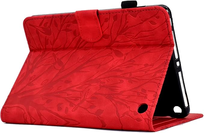 for Amazon Kindle Fire HD 8 &amp Fire HD 8 Plus Case (12th/10th Generation 2024/2022/2020) 8 UUcovers Embossed Magneic Smart Cover with Stand/Pencil Holder [Auto Sleep/Wake] Red Lucky Tree