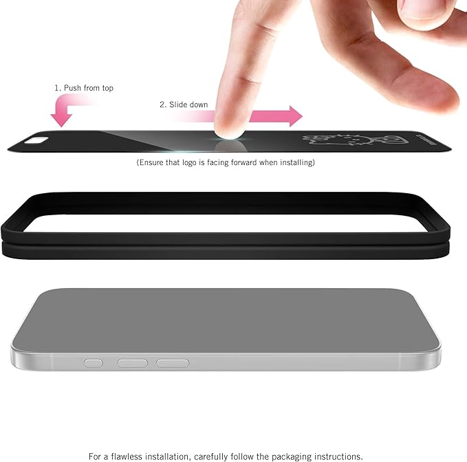 Hello Kitty Looking Privacy Screen Protector for iPhone 1516 and 15 Pro- with Disappearing Logo - Scratch-Resistant and Easy-to-Install Screen Protectors (Includes Installation Tray)