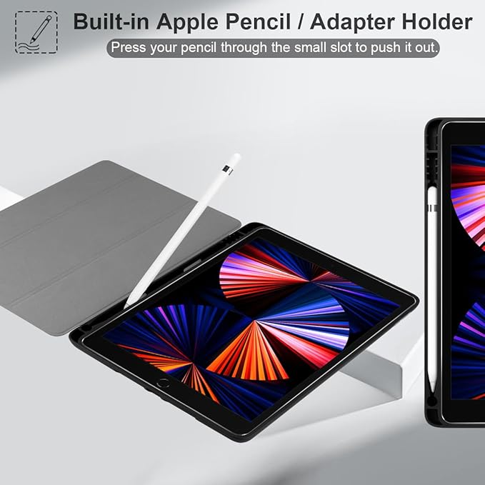 DONGKE Case Compatible with iPad 10.2 Inch 2021 2020 2019 iPad 9th/8th/7th Generation with Pencil Holder Slim Stand Protective Case with Soft TPU Back Auto Sleep/Wake Cover Painted Florals