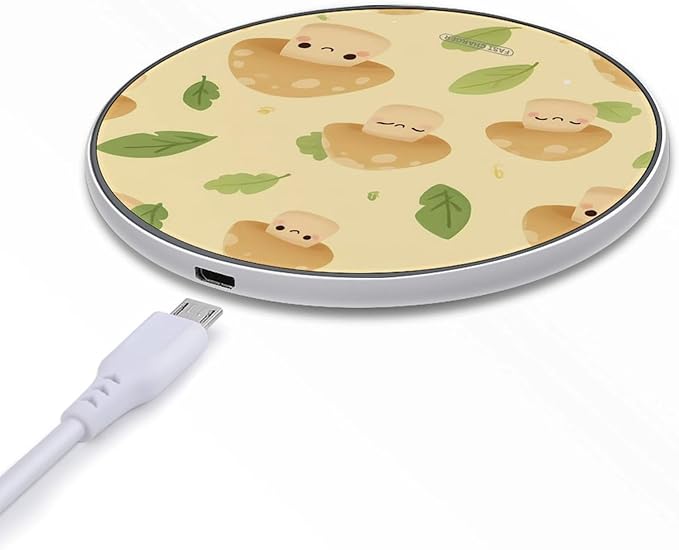 Mushroom Leaves Fast Portable Charger 10W Funny Graphic Phone Charging Pad with USB Cable