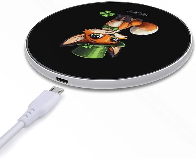 St-Patricks Fox Wireless Charger Anti-Slip Wireless Charging Pad Slim Charger Mat for Men Women