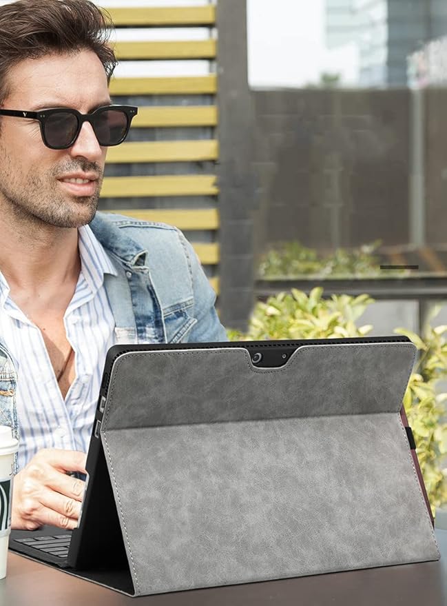 Protective Case for Surface Pro 7/Pro 6/Pro 5/Pro 4 TabletSurface12.3 Inch Case Compatible with Type Cover Keyboard Business Cover with Pen HolderGray