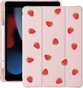 Cute Kawaii Strawberry for iPad Pro 13 Inch Case (M5/M4) 2025/2024 with Pencil Holder Auto Sleep/Wake Pink Leather Soft TPU Back Cover