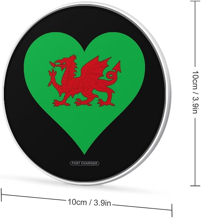 Welsh Dragon Heart Fast Portable Charger 10W Funny Graphic Phone Charging Pad with USB Cable