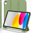 iMieet iPad (A16) Case 11th Gen/iPad 10th Generation Case [11-Inch 2025/10.9 Inch 2022] with Pencil Holder Trifold Stand Smart Cover with Soft TPU BackAuto Wake/Sleep(Olive Green)