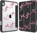 May Chen Slim Case for iPad mini 7 (A17 Pro 7th Generation) 2024 / iPad mini 6 (6th Gen) 8.3 Inch [Built-in Pencil Holder] Shockproof Cover Clear Clear Back Shell Auto Wake/Sleep Black Stars Bow