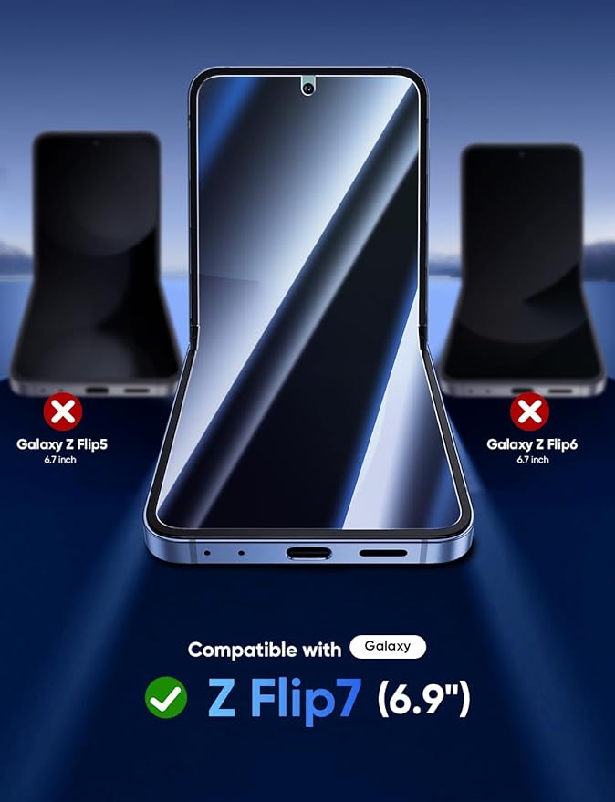 MAGIC JOHN 2-Pack for Samsung Galaxy Z Flip 6 Privacy Screen Protector 28°Anti-Spy Inner Film Soft PET Ultra-Thin Auto-Alignment Kit Bubble-Free Scratch-Proof Case-Friendly