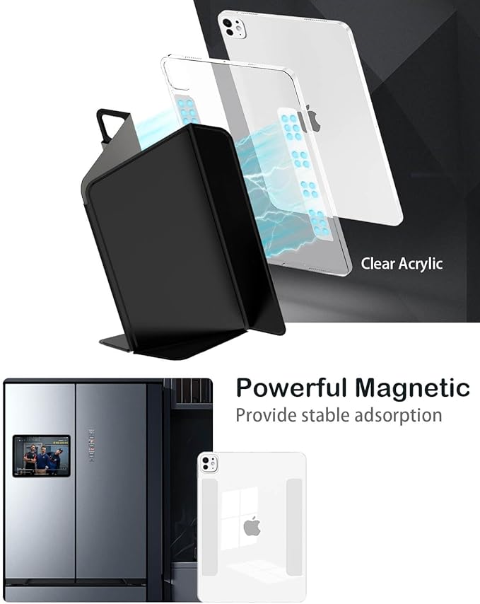 Feams for iPad Pro 11 Inch Case M5/M4 2025/2024 Slim V-Fold iPad Pro 11 Inch M5/M4 Case 2025/2024 Magnetic Detachable Clear Back with Horizontal Adjustable Stand &amp Vertical Stand &amp Auto Sleep