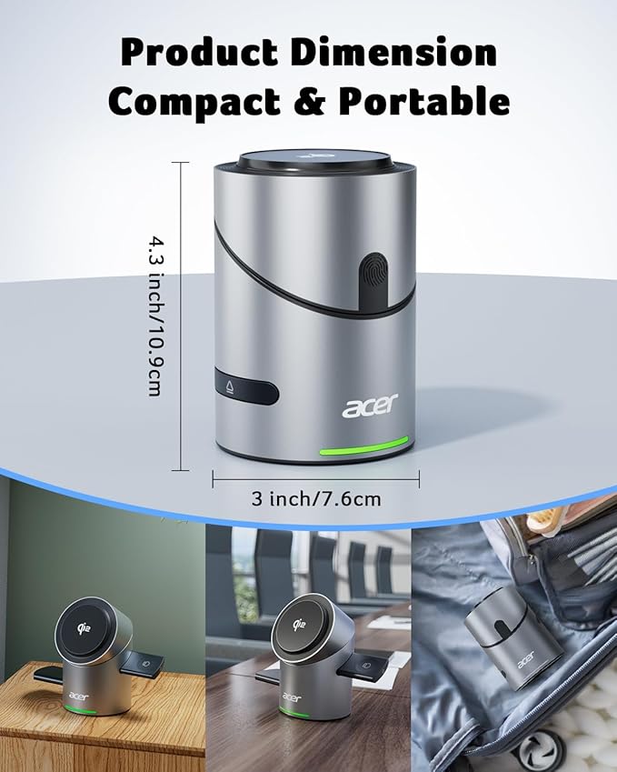 Acer Prime 3 in 1 Charging Station for Apple - Qi2 15W iPhone Wireless Charging Station Magsafe Charger Stand for iPhone 17 16 15 14 13 12 - Apple Watch - Airpods Series (Charger &amp USB-C Included
