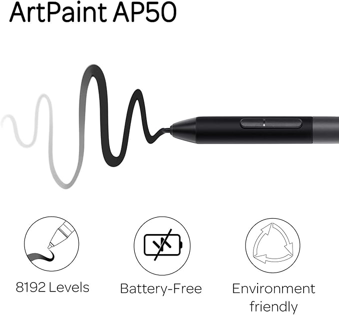 GAOMON ArtPaint AP50 Battery-Free Stylus with 8192 Levels Pen Pressure Only for PD1161/PD1561 /PD156 Pro Pen Display
