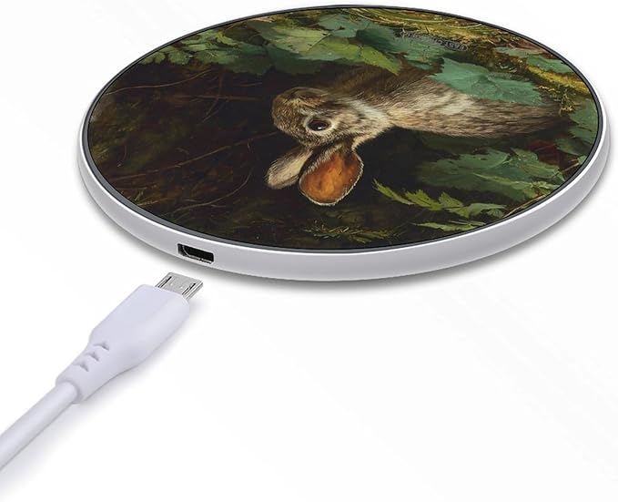 Wild Bunny Forests Leaves Plant Fast Portable Charger 10W Funny Graphic Phone Charging Pad with USB Cable