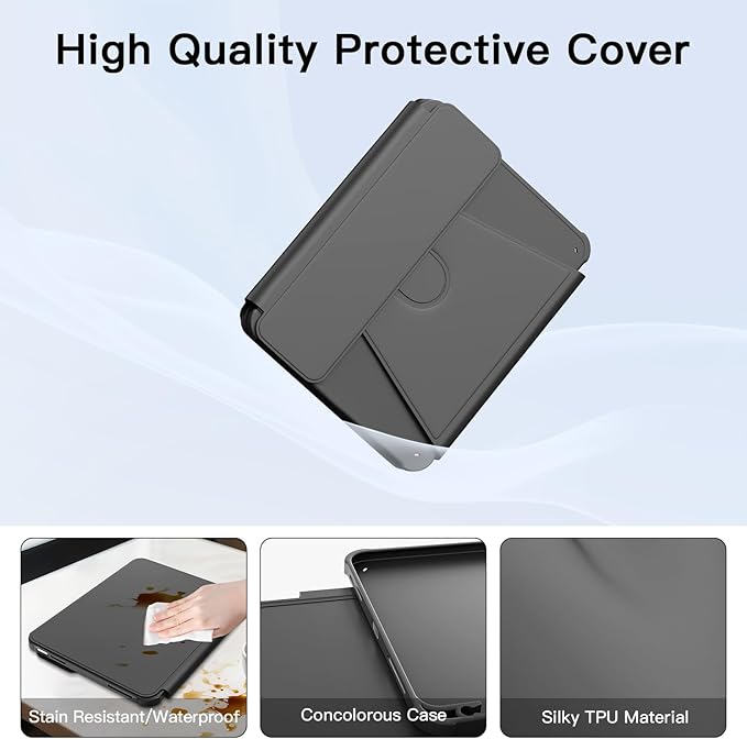 for iPad 11th(A16 2025)/10th Generation Case with Keyboard 360° Rotatable Case &amp Detachable Backlit Keyboard Precision Cutouts and Pen Holder for iPad A16 11''/10th 10.9'' Black