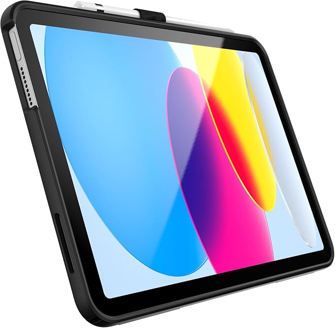 Speck iPad 10.9 Inch Tablet Case and Stand - Scratch Resistant Drop Protection &amp Quick Release Kickstand - for iPad 10th Gen 2022 - StandyShell Black/White