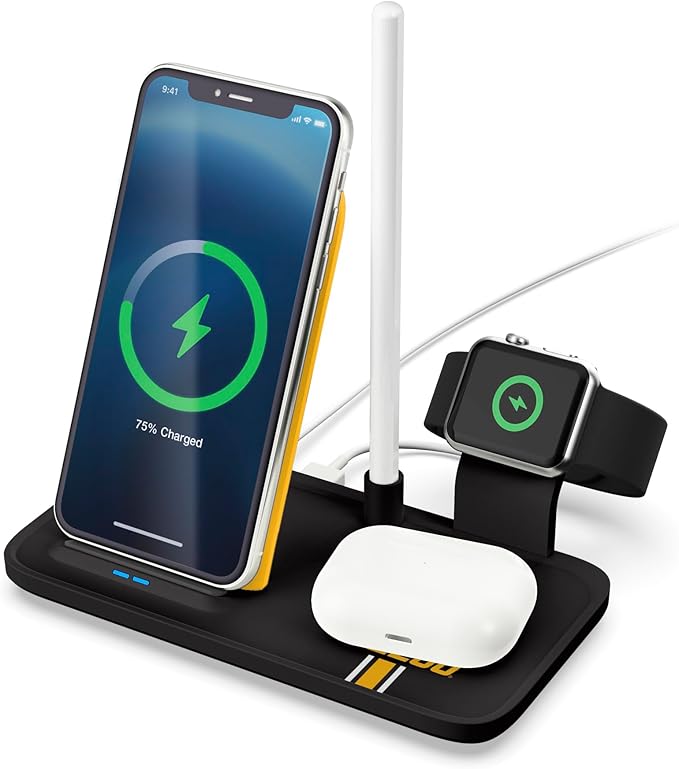 SOAR NCAA 4-in-1 Wireless Charging Docking Station: Fast Charge for iPhone Apple Watch Air Pods &amp Apple Pencil